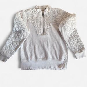 Lucky Brand Half Zip Cream Quilted Sweater